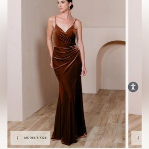 Revelry Rory Velvet Bridesmaid Dress in Rust